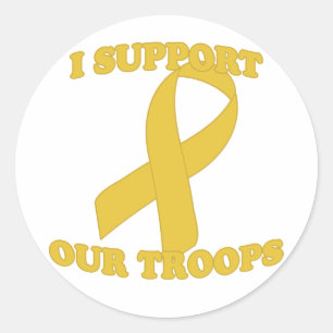Yellow Support Troops Classic Round Sticker
