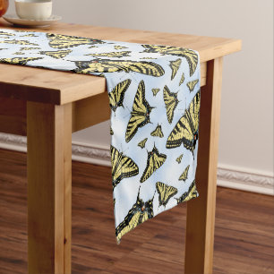 Yellow Swallowtail Butterflies Blue Sky Long Table Runner