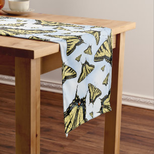 Yellow Swallowtail Butterflies Blue Sky Short Table Runner