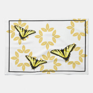Yellow Swallowtail Butterflies Kitchen Towel