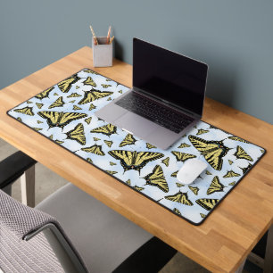 Yellow Swallowtail Butterfly Blue Clouds Sky Desk Mat