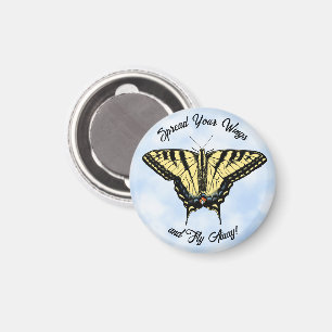 Yellow Swallowtail Butterfly Blue Sky Personalize  Magnet