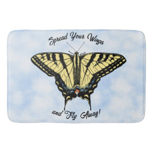 Yellow Swallowtail Butterfly Blue Sky Personalized Bath Mat