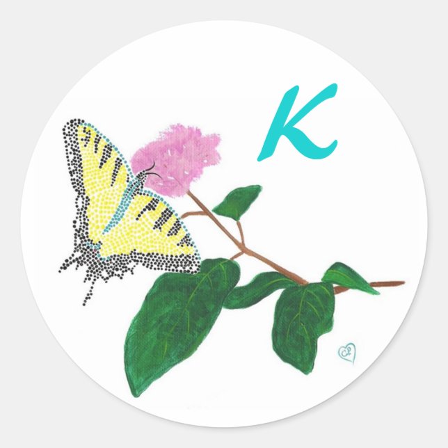 Yellow Swallowtail Butterfly Flower Monogram Seals (Front)