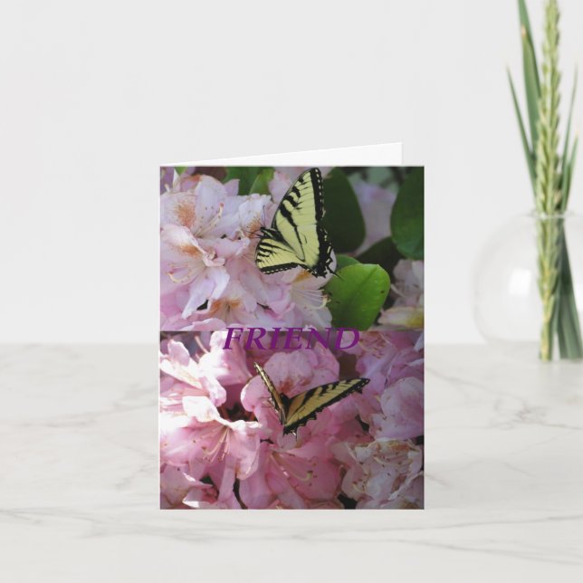 Yellow Swallowtail Butterfly & Rhododendron Card (Front)