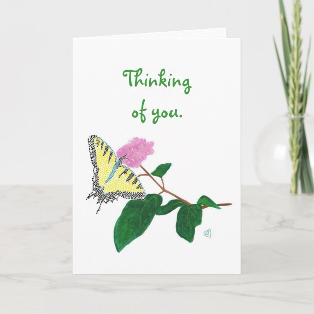 Yellow Swallowtail Butterfly Thinking of You Cards (Front)