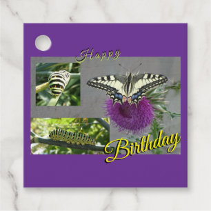Yellow Swallowtail Collage Birthday Gift Tag