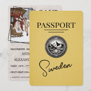 Yellow Sweden Passport Save The Date
