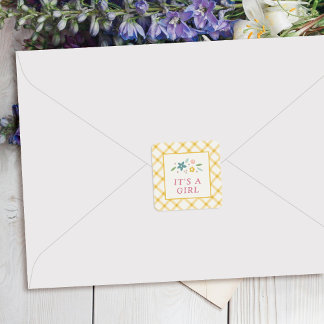 Yellow Sweet Floral Baby Girl Envelope Seal Label