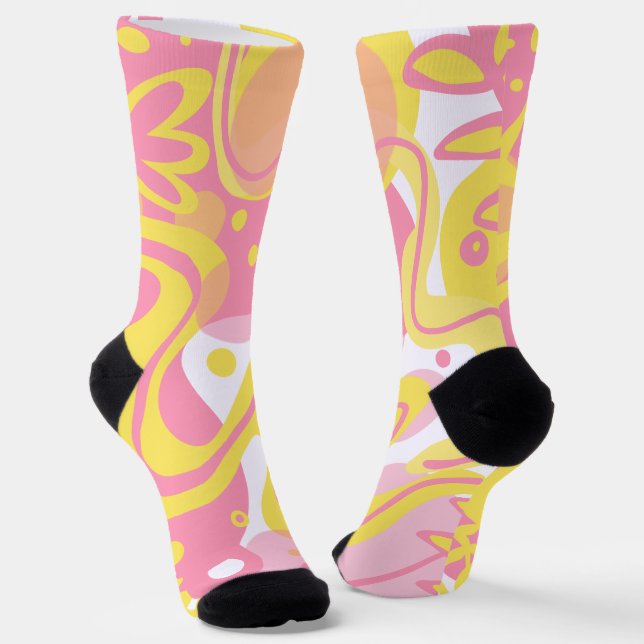 Yellow Swirl Plants Socks (Angled)