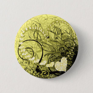 Yellow Swirls 2 Inch Round Button