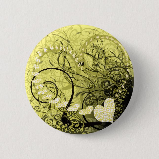Yellow Swirls 2 Inch Round Button (Front)