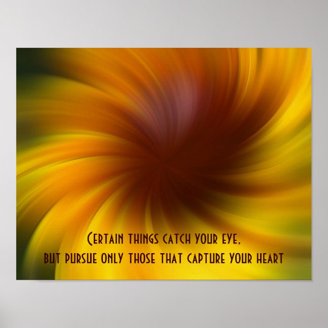 Yellow Swirls Dreams Inspirational Quote Poster (Front)