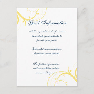 Yellow Swirls Wedding Information Card