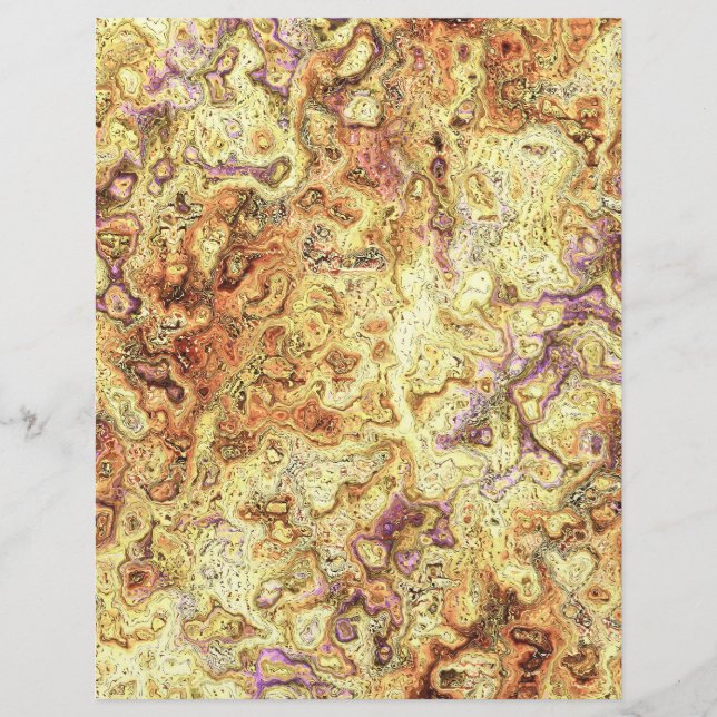 Yellow Swirly Marble Bulk Scrapbook Paper Pages (Front)