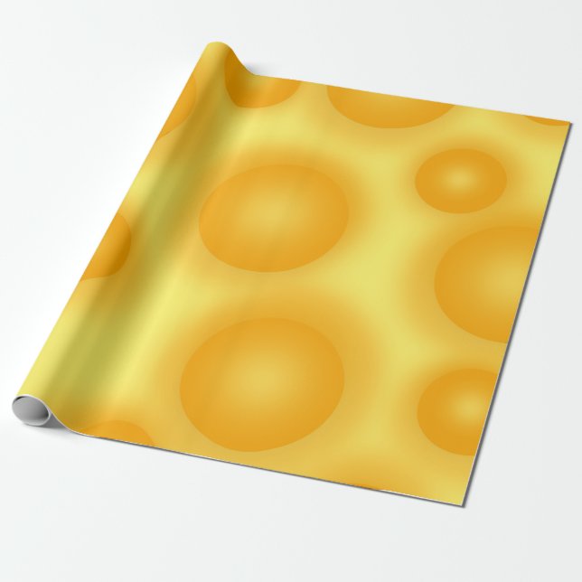 Yellow Swiss Cheese Wrapping Paper (Unrolled)