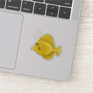 Yellow tang fish cartoon illustration 
