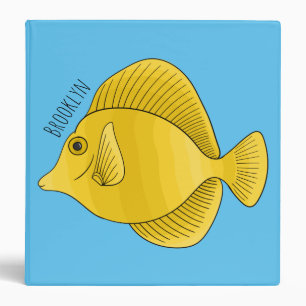 Yellow tang fish cartoon illustration  binder