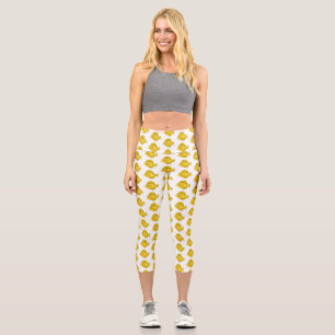 Yellow tang fish cartoon illustration capri leggings