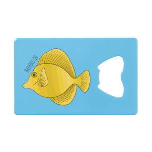 Yellow tang fish cartoon illustration credit card bottle opener