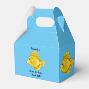 Yellow tang fish cartoon illustration  favor box