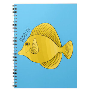 Yellow tang fish cartoon illustration notebook