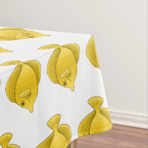 Yellow tang fish cartoon illustration tablecloth
