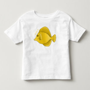 Yellow tang fish cartoon illustration toddler t-shirt
