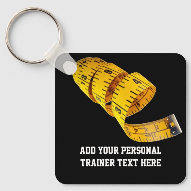 Yellow Tape Measure Personal Trainer Weight Loss Keychain (Front)