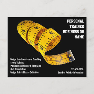 Yellow Tape Measure Personal Trainer Weight Loss Postcard