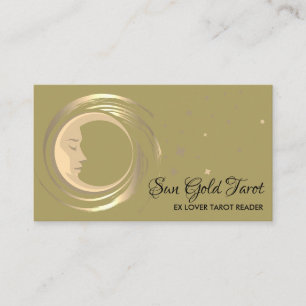 Yellow Tarot Reader Stars Moon Sun Celestial Business Card