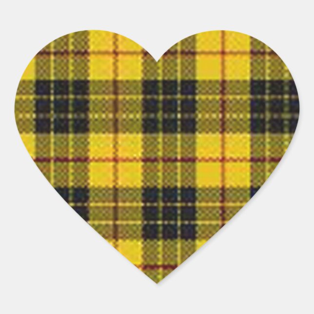 Yellow tartan heart sticker (Front)
