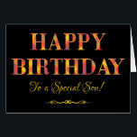 Yellow Tartan on Black Birthday for Special Son<br><div class="desc">A chic Birthday Card for a Son,  with Happy Birthday in red and yellow tartan lettering on a black background. This digital design is part of the Posh & Painterly 'Rangoli Collection'.</div>