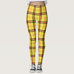 Yellow Tartan Pattern Leggings