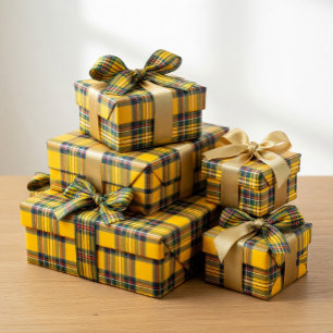 Yellow Tartan Plaid Wrapping Paper