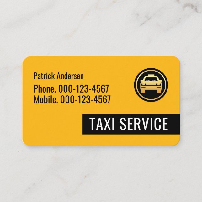 Yellow Taxi Black Tab Driving Business Card (Front)