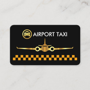 Yellow Taxi Boxes Gold Airplane Business Card