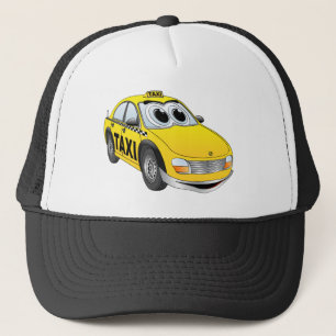 Yellow Taxi Cab Cartoon Trucker Hat