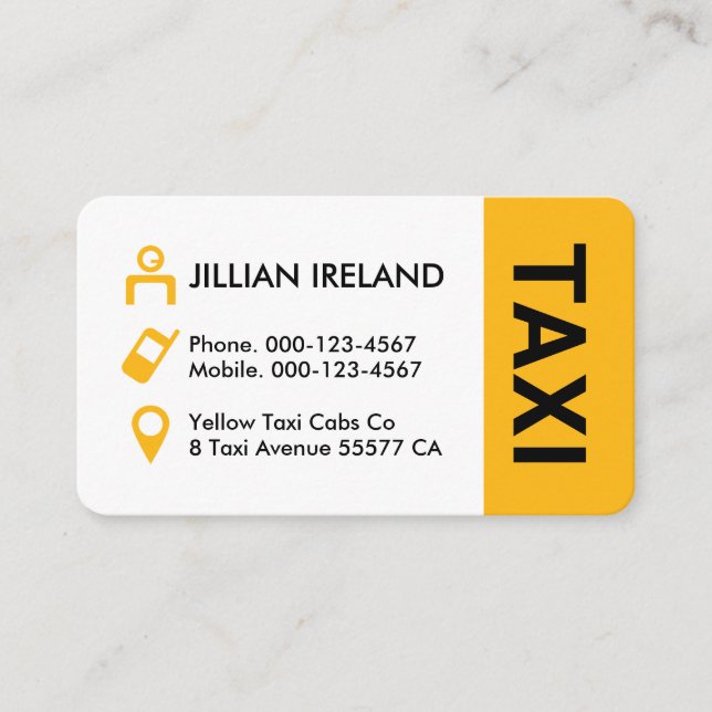 Yellow Taxi Cab Icons Driver Business Card (Front)