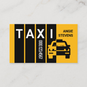 Yellow Taxi Car On Stripes Business Card