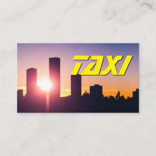 Yellow TAXI city skyline sun taxi driver cabdriver Business Card