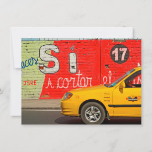 Yellow taxi & graffiti, Ecuador card