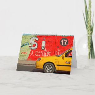 Yellow taxi & graffiti, Ecuador Card