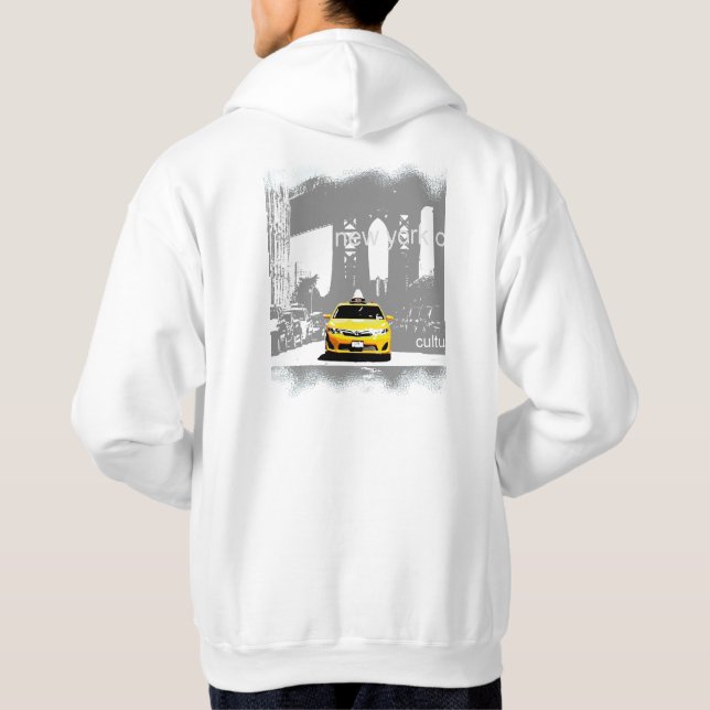 Yellow Taxi Nyc Brooklyn Bridge New York City Hoodie (Back)