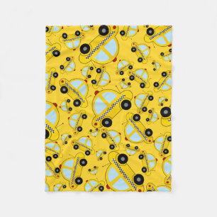 Yellow taxi pattern fleece blanket