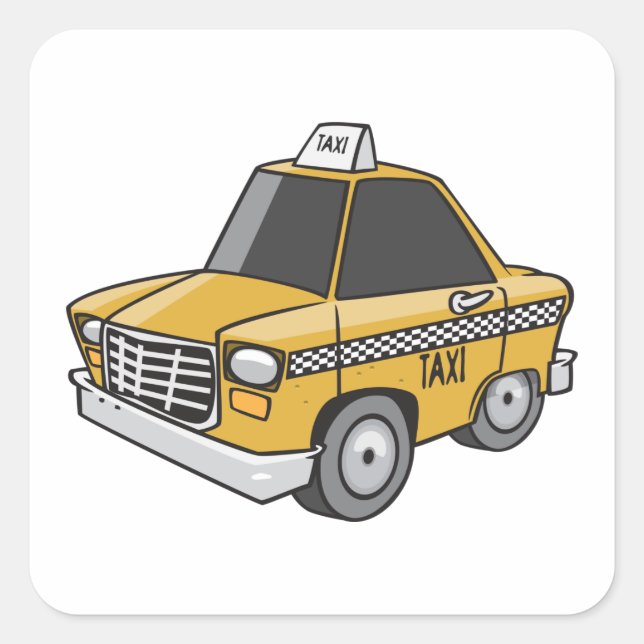Yellow Taxi Square Sticker (Front)