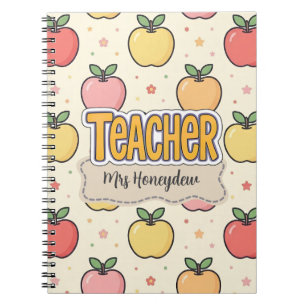 Yellow Teacher School Apple Pattern Notebook