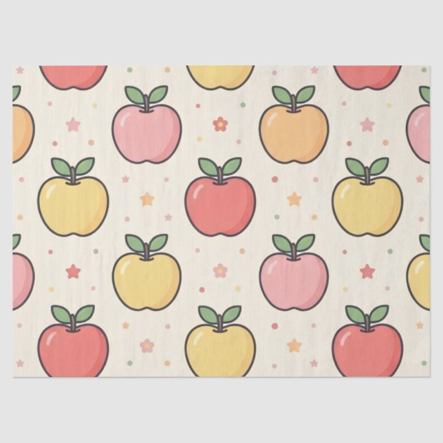 Yellow Teacher School Apple Pattern  Tissue Paper (Front)