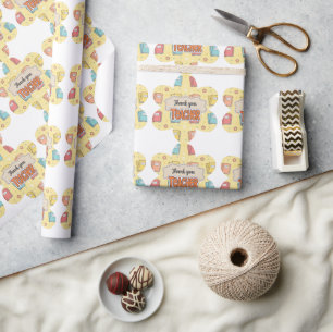 Yellow Teacher School Book Pattern Wrapping Paper