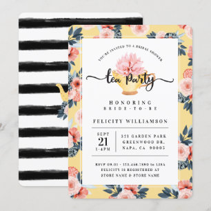 Yellow Teacup Tea Party Bridal Shower Invitation
